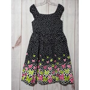 Girls 16 Black Polka Dot Butterfly Dress‎ Party Bonnie Jean
